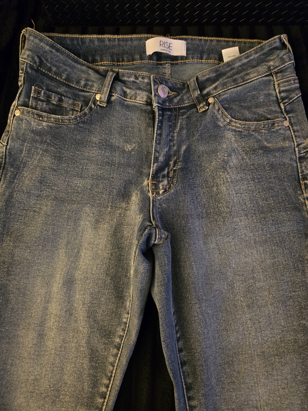 RISE Low Rise Flared Bell Bottom Denim Jeans Medium Wash Juniors Size 7 NWOT - Picture 3 of 11